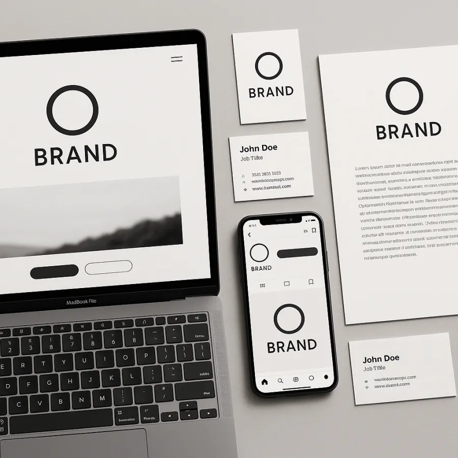 Brand applications across web print and social media