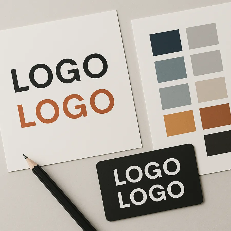 Logo typography and color palette exploration