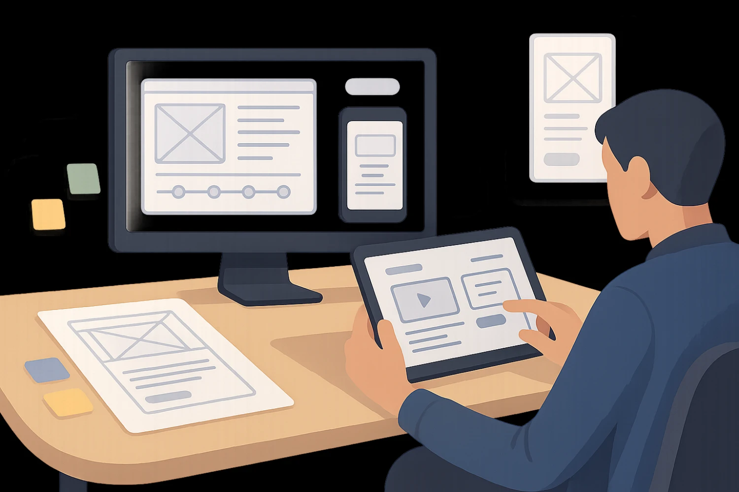 Wireframes for web and mobile user experience