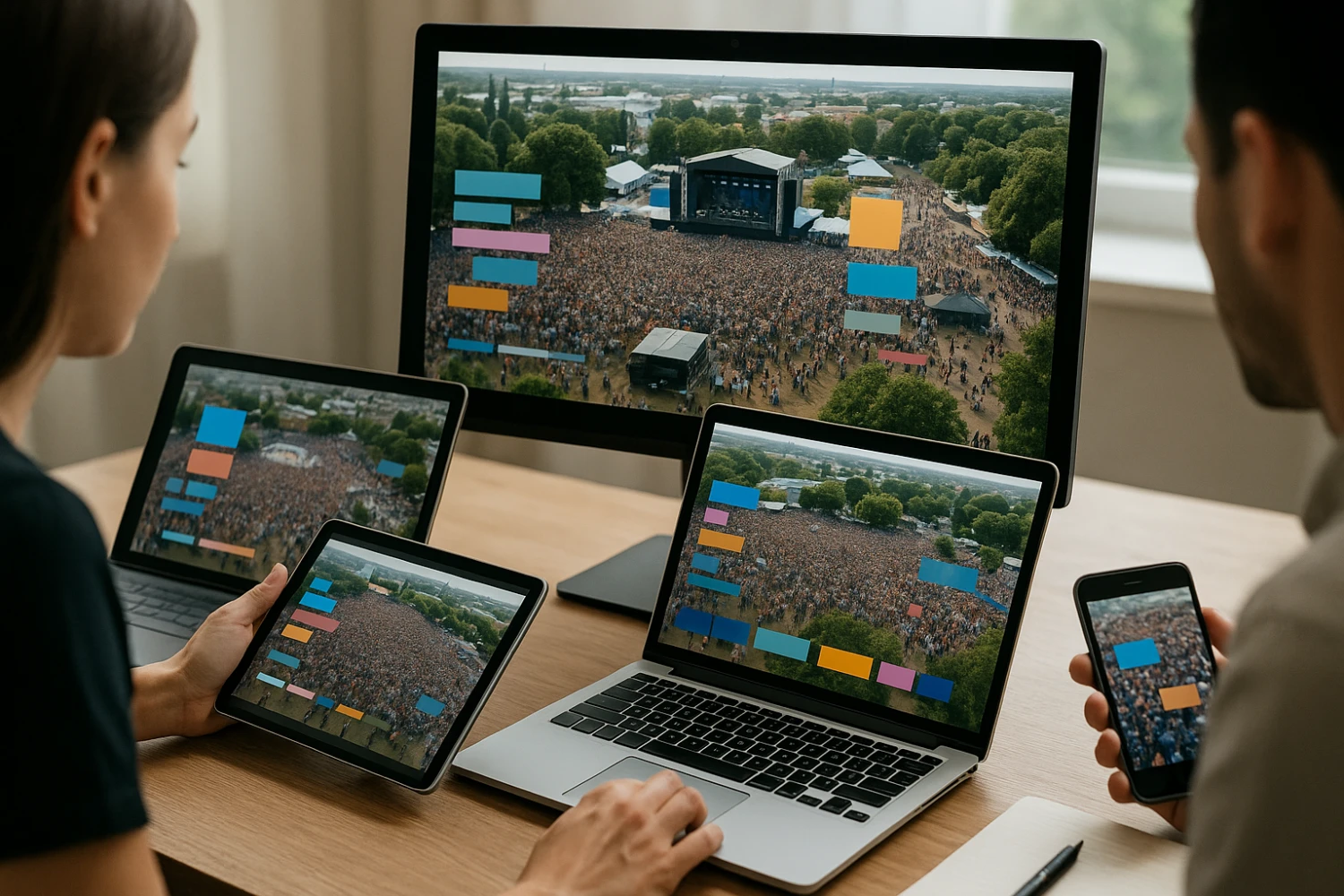 Drone footage of events and crowd gatherings