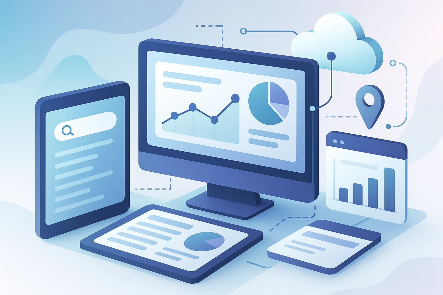 Search presence reporting and dashboards for businesses